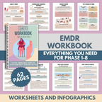 EMDR Workbook Bundle, Guided Phases 1–8 Activities, Healing Worksheets & Coping Skills Tools