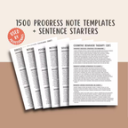 Therapy Progress Note Templates Bundle, 1500+ Notes & Counseling Sentence Starters