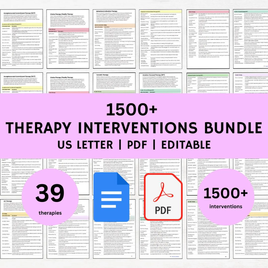 Therapy Intervention Bundle, Planning Templates, Session Scripts, Client Handouts