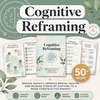 Cognitive Reframing Workbook, CBT Thinking Errors & Positive Self-Talk Worksheets