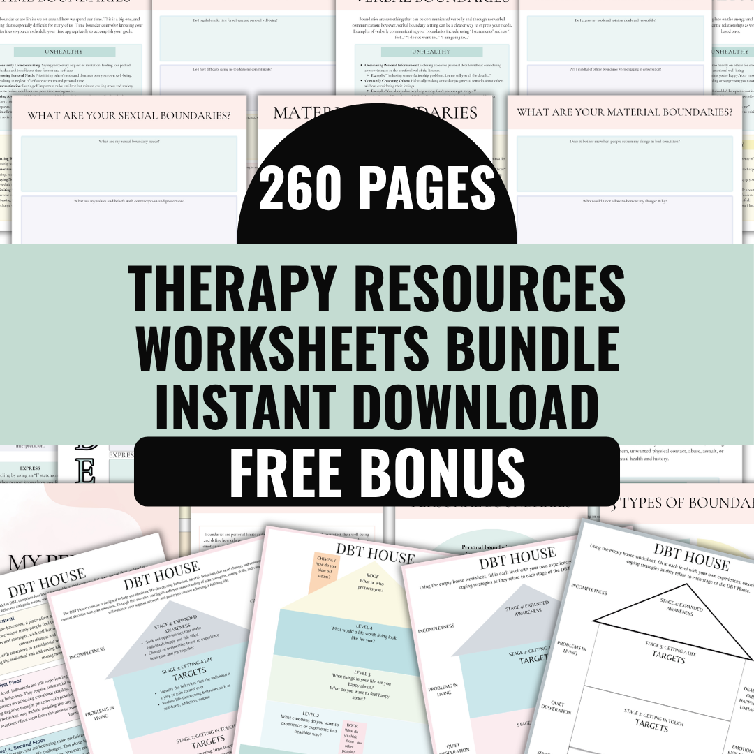 Therapy Worksheets Bundle, Psychology Resources For Mental Health Professionals