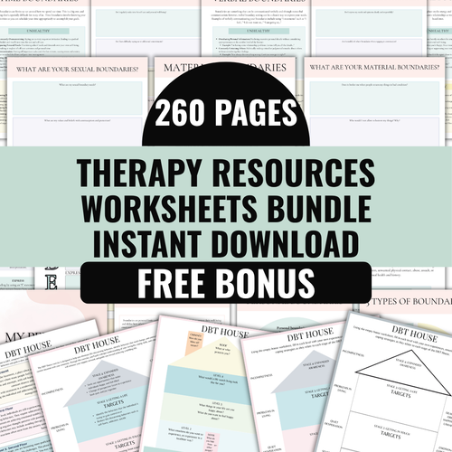 Therapy Worksheets Bundle, Psychology Resources For Mental Health Professionals