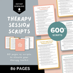 Therapy Session Scripts Bundle, 600+ Counselor Cheat Sheets for Trauma, Grief, Emotional Regulation