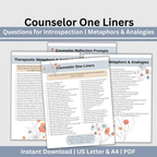 Therapy Session Questions, Counselor One-Liners, Reflection Prompts