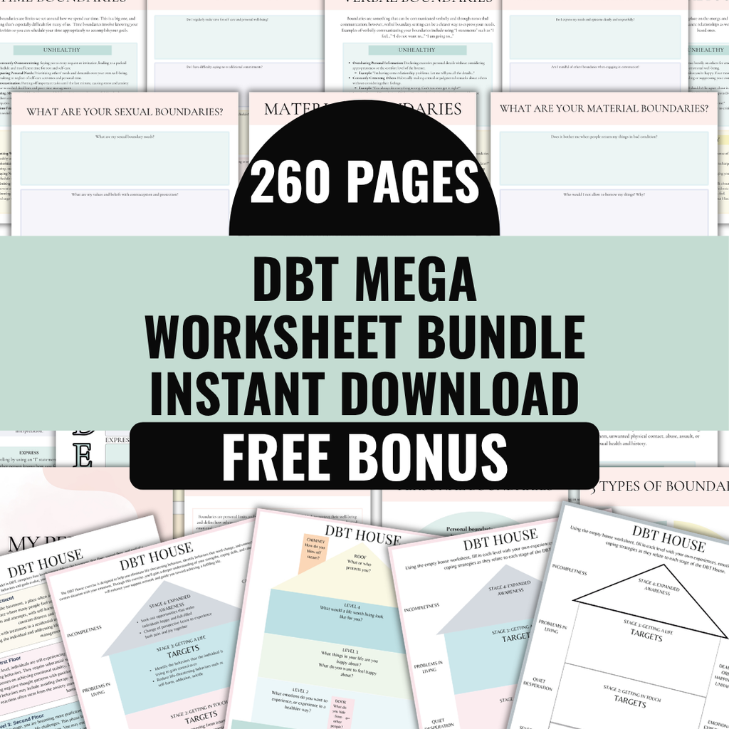 DBT Mega Bundle, Skills Workbook And Flash Cards For Therapists