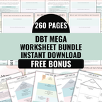 DBT Mega Bundle, Skills Workbook And Flash Cards For Therapists