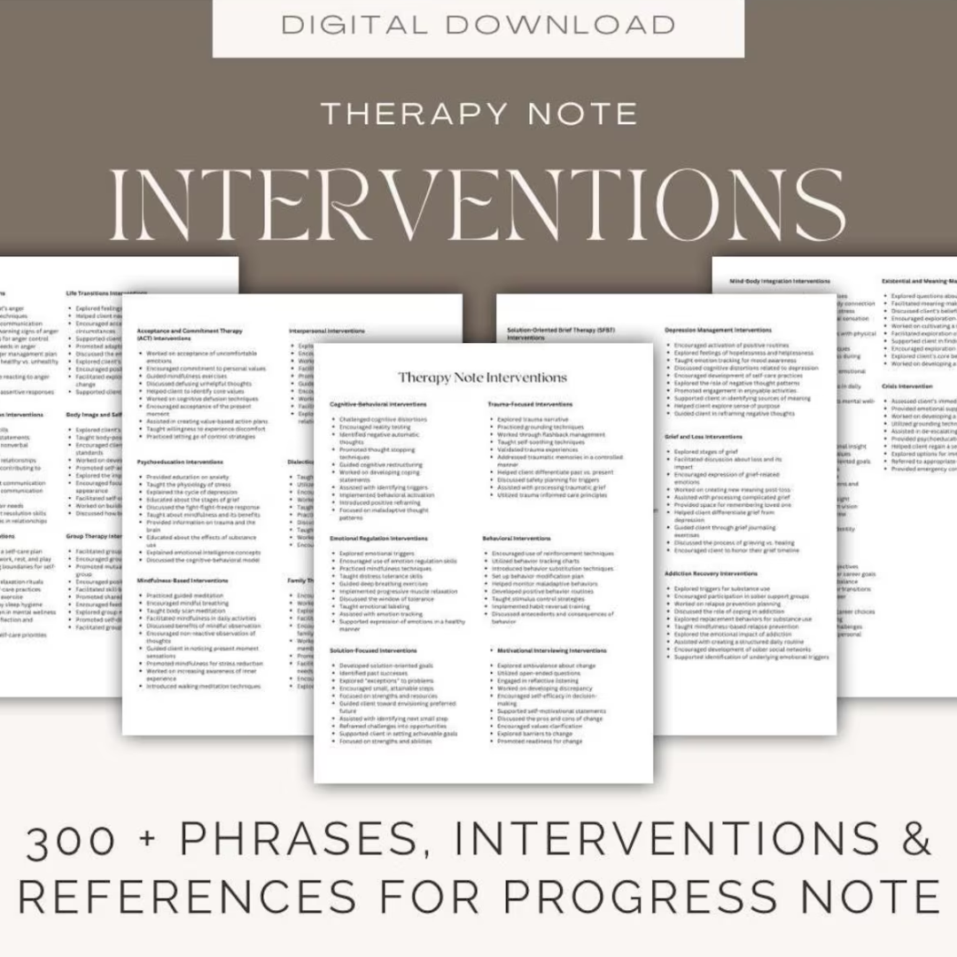 Therapy Interventions Cheat Sheets, Scripts, Prompts, Questions, Reference Guides