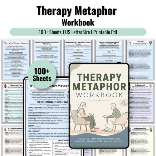 Therapy Metaphor Bundle, Counseling Activities, 100+ Worksheets & Tools