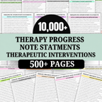 Therapy Progress Note Statements, Therapeutic Interventions, 10,000+ Progress Note Statements, 500+ Pages