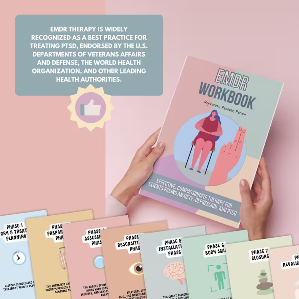 EMDR Workbook Bundle, Guided Phases 1–8 Activities, Healing Worksheets & Coping Skills Tools