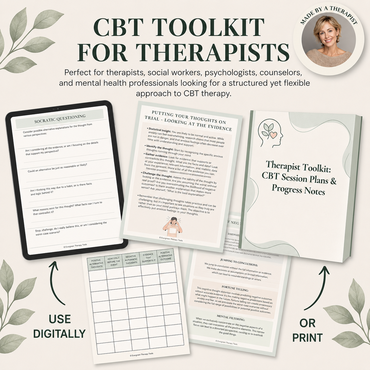 CBT Counseling Toolkit, Therapy Worksheets, Session Notes, Skill Building Activities