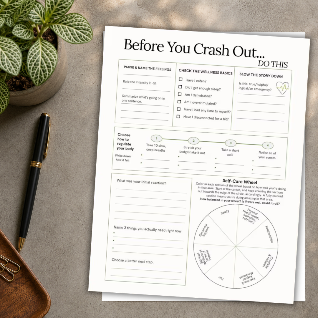 Emotional Regulation Worksheet, Self-Awareness Tool For Adults