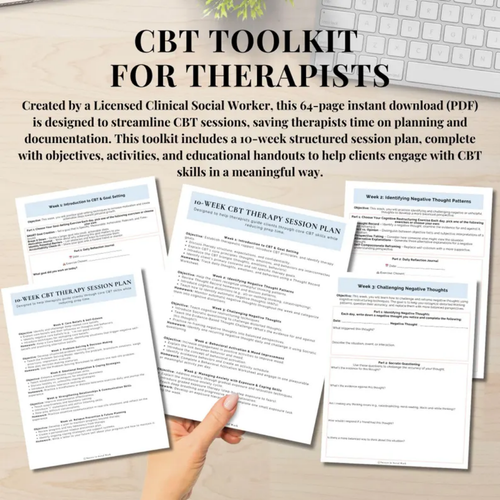 CBT Counseling Toolkit, Therapy Worksheets, Session Notes, Skill Building Activities