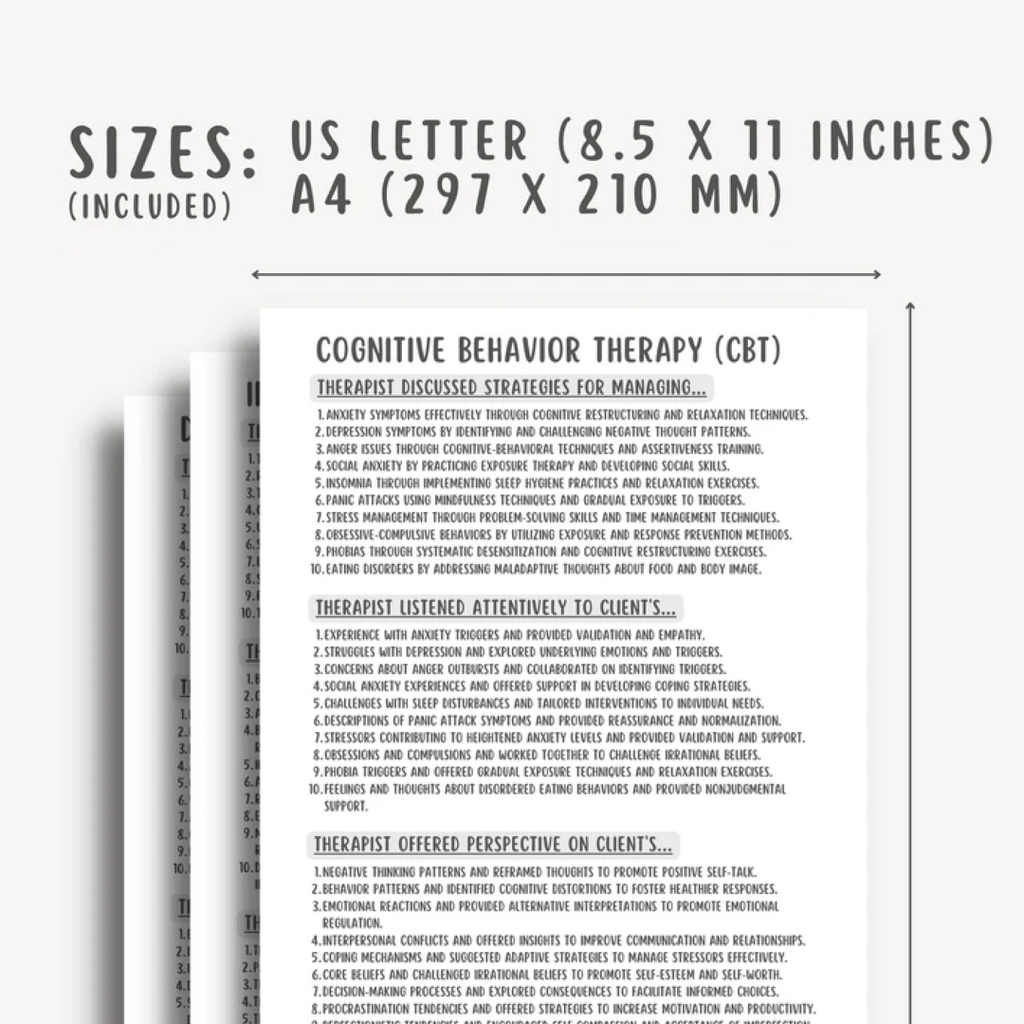 Therapy Progress Note Templates Bundle, 1500+ Notes & Counseling Sentence Starters
