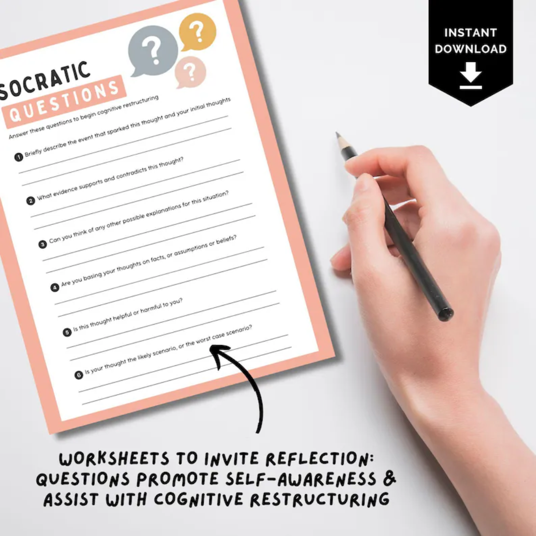 Cognitive Reframing Workbook, CBT Thinking Errors & Positive Self-Talk Worksheets