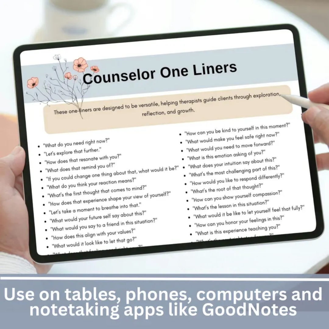 Therapy Session Questions, Counselor One-Liners, Reflection Prompts