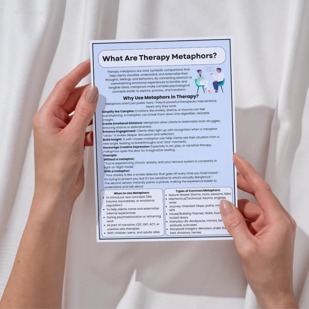 Therapy Metaphor Bundle, Counseling Activities, 100+ Worksheets & Tools