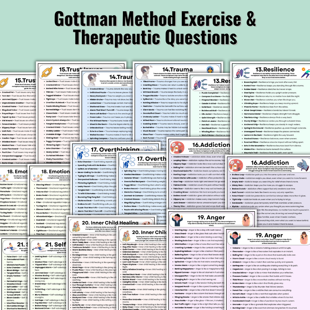 Therapy Metaphor Bundle, Counseling Activities, 100+ Worksheets & Tools