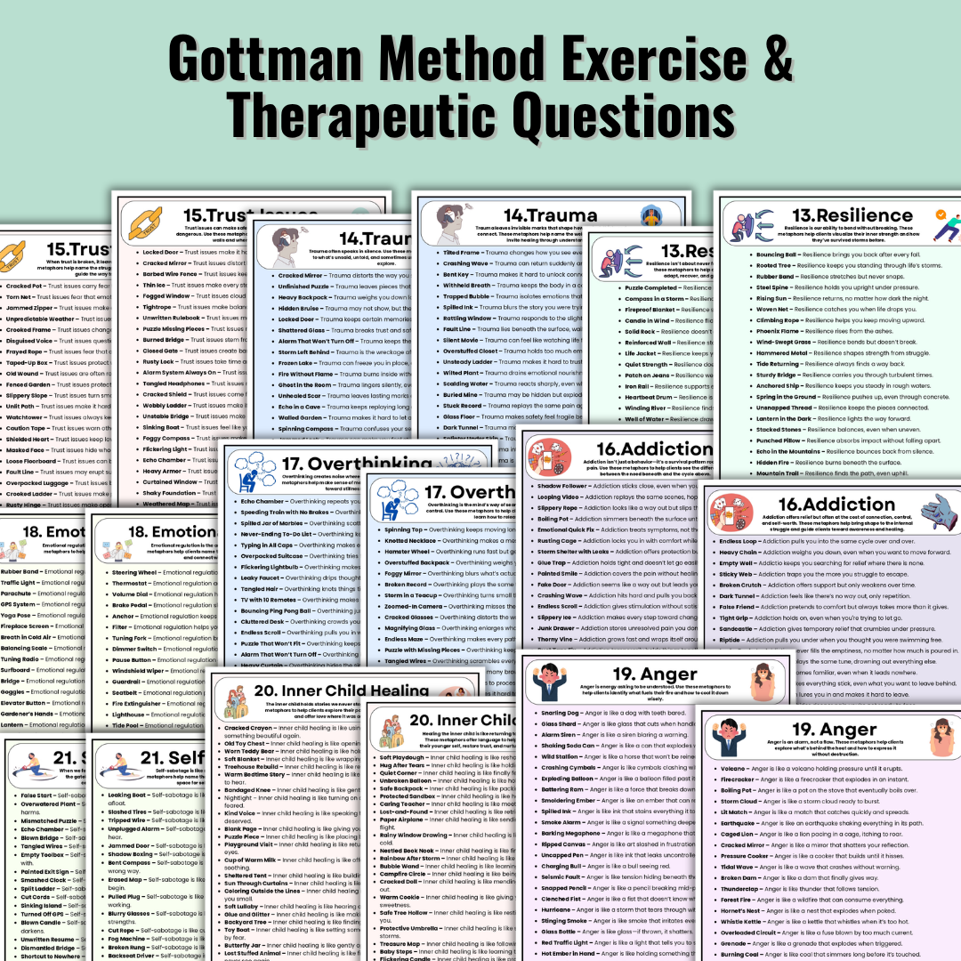 Therapy Metaphor Bundle, Counseling Activities, 100+ Worksheets & Tools