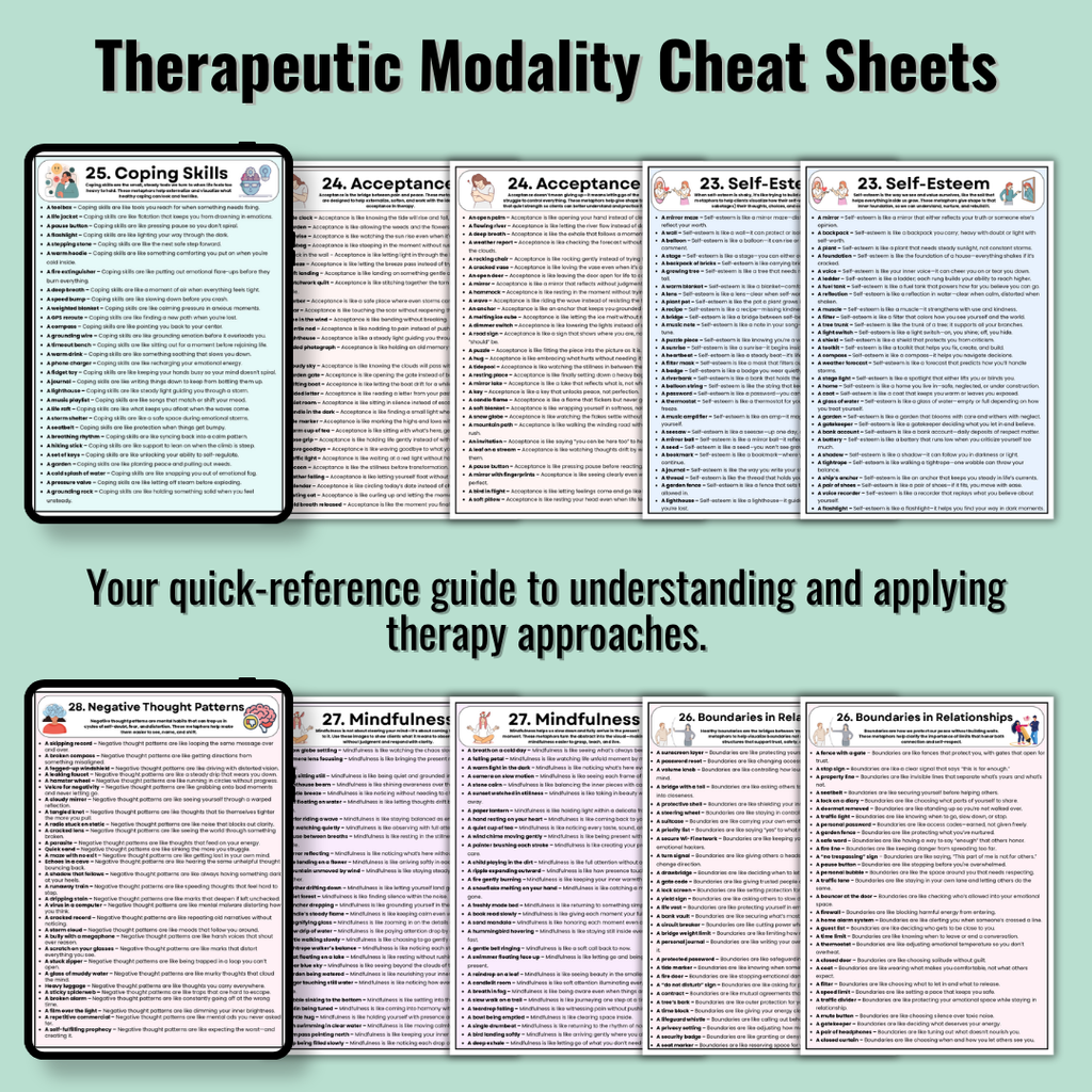 Therapy Metaphor Bundle, Counseling Activities, 100+ Worksheets & Tools