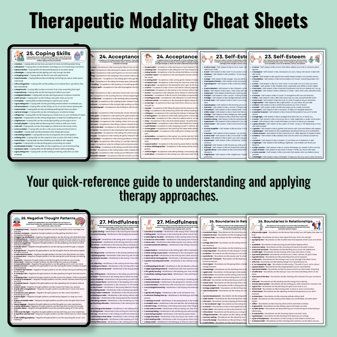 Therapy Metaphor Bundle, Counseling Activities, 100+ Worksheets & Tools