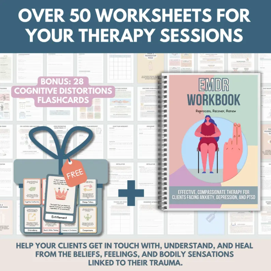 EMDR Workbook Bundle, Guided Phases 1–8 Activities, Healing Worksheets & Coping Skills Tools