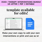 Therapy Intervention Bundle, Planning Templates, Session Scripts, Client Handouts