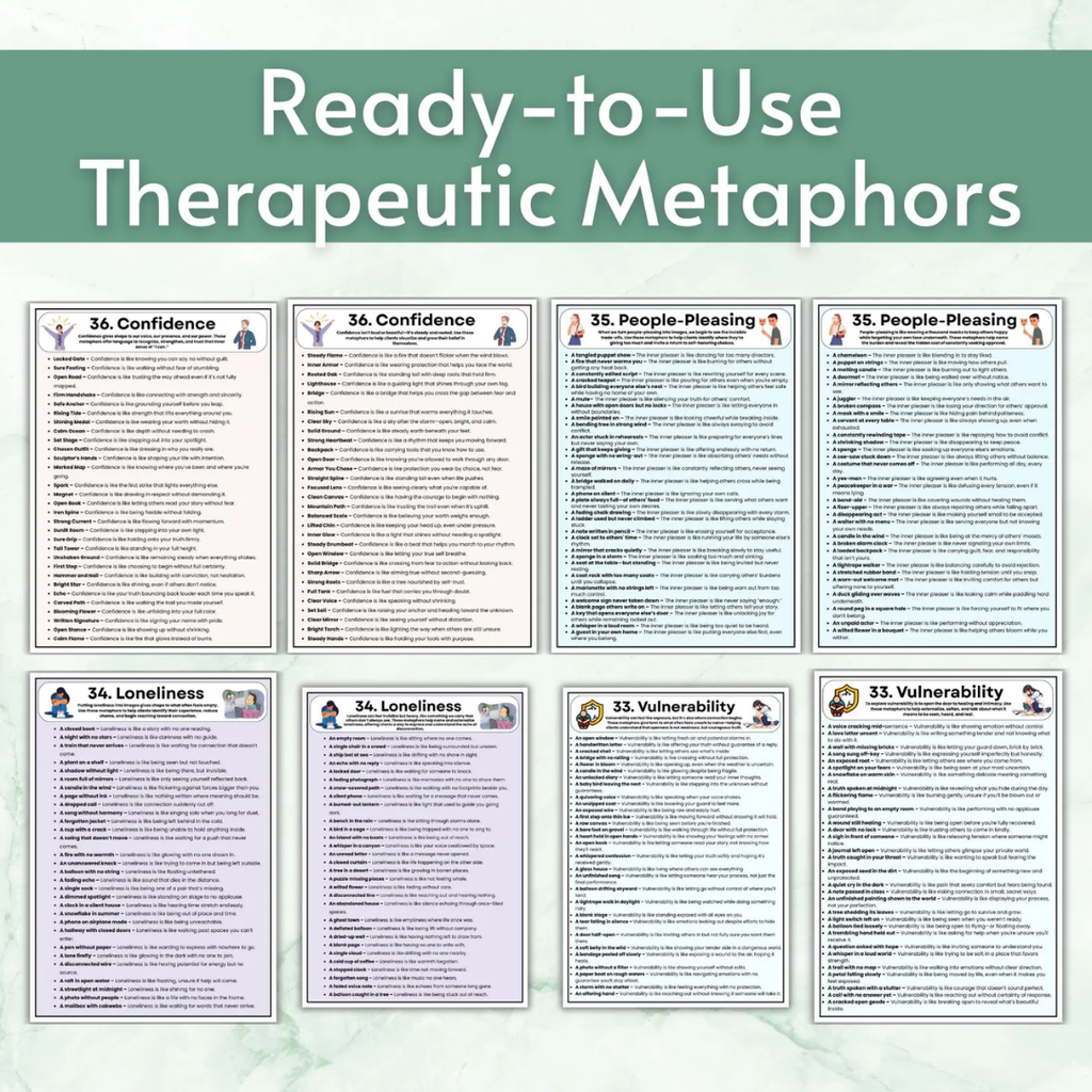 Therapy Metaphor Bundle, Counseling Activities, 100+ Worksheets & Tools