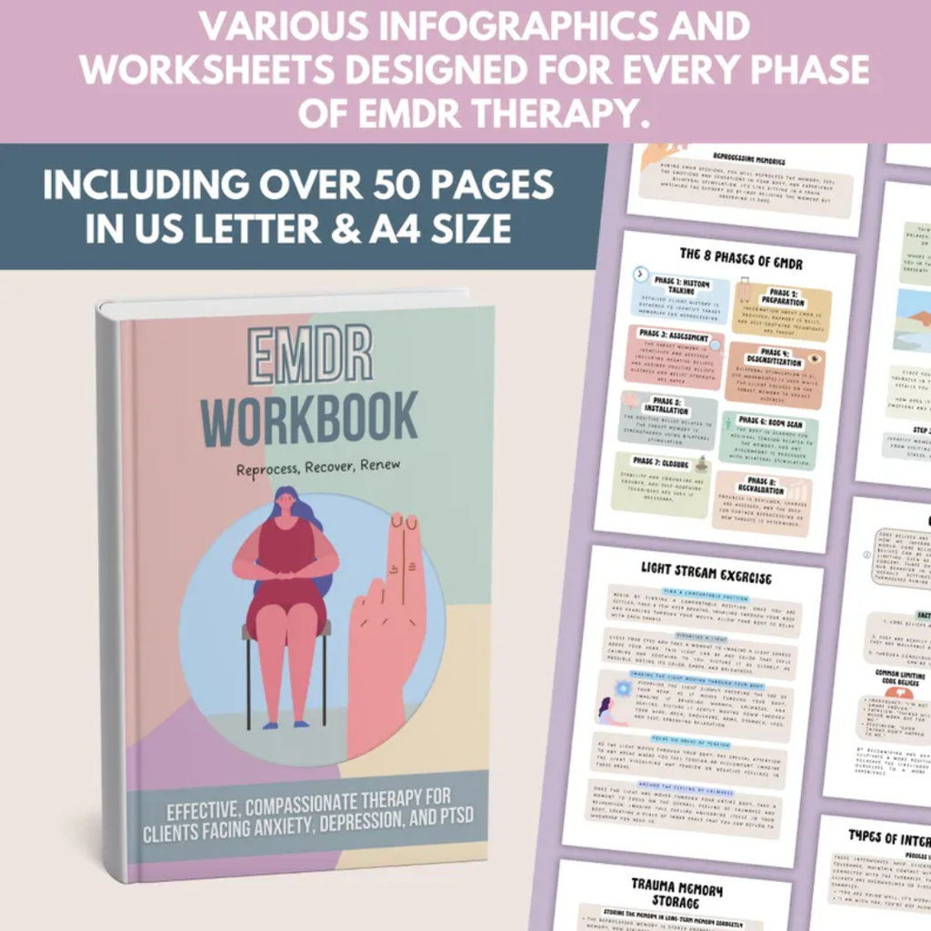 EMDR Workbook Bundle, Guided Phases 1–8 Activities, Healing Worksheets & Coping Skills Tools